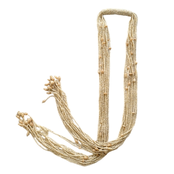 Bijoux Terner Cream Glass Seed Bead Long Ethnic Lariat Necklace - Picture 5 of 5